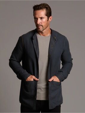 One Golden Thread “The Shacket” in charcoal blue